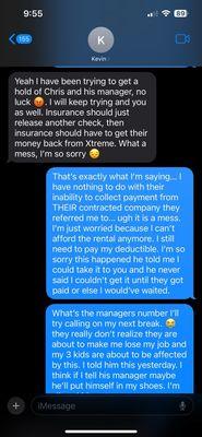 Texts with new auto body shop who is dealing my insurance