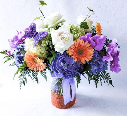 Purple And Peach Blossoms Bouquet