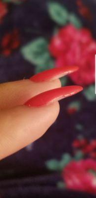 Nails where just done a few hours ago. They did such a lazy job.