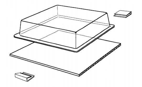 Decorate the cake on the board, cover with the dome that has pressure sensitive adhesive applied to it and add seal clips (fu...