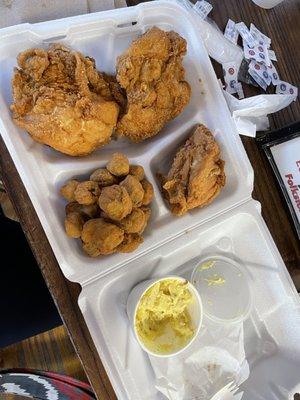 3 pc white, okra and potato salad