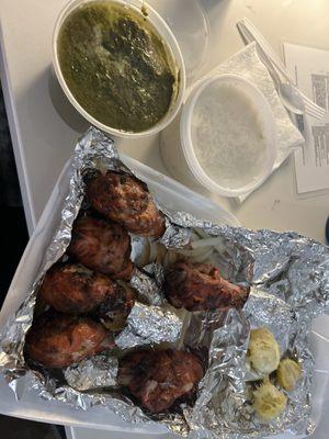 Saag paneer and Tandoori Chicken.