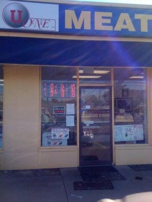 The sign says U One Meats