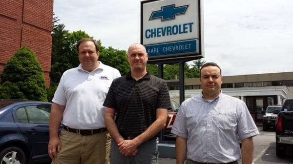 The Karl Chevrolet Service Team ..... Manager Jay Bradley, Consultant Toby Weisbrot and Camilo Sanchez