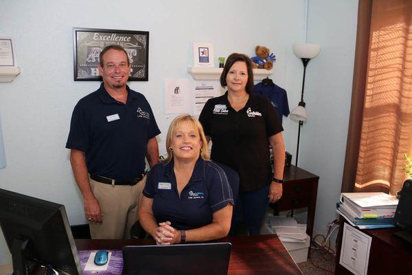 Pictured from left to right:  Larry Spears-Alternate Admin, Shelly Crosby-Owner/Admin, Cindi Eaton-Office Admin