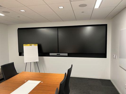 Recessed Monitor Installation in Conference Room