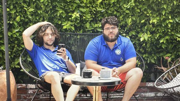 A rare moment of the founders of K&K Swimming LA coaches Kevin and Ki out of the water.