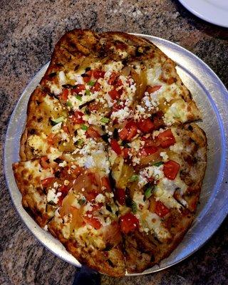 Honey Onion goat cheese grilled pizza