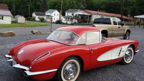 Cool car in the parking lot!