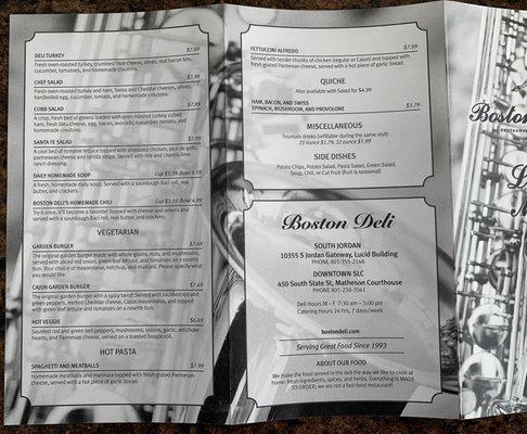 Lunch menu