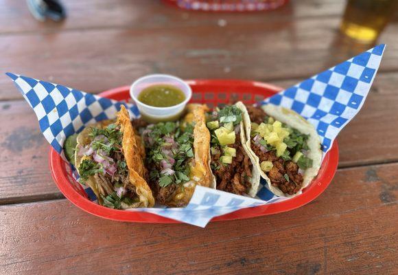 Beef Birria (Crispy) & Al Pastor tacos