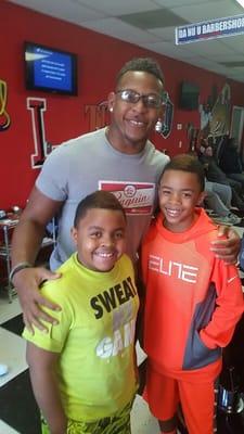 J Will from The University of Ark at the barbershop.