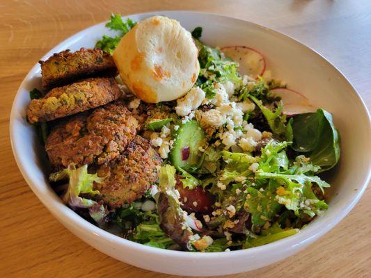 This Greek Salad w/falafel might have been good had it not sat on the counter for an extended time until my husband wen to ask where it was