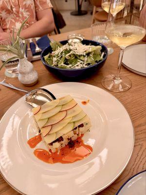 Celery root with apple and chili crisp and Yuzu