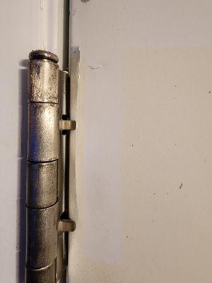 Damage to door Not lined up correctly