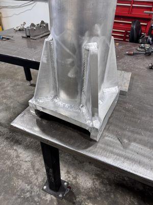 Aluminum structural weld after inspection