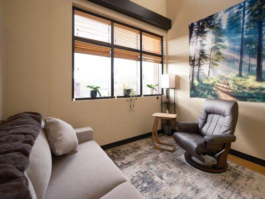 Psilocybin administration room (The Forest) at Unstuck Psilocybin Service Center in Corvallis, Oregon