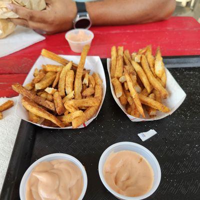Homemade, fresh, and hot fries.