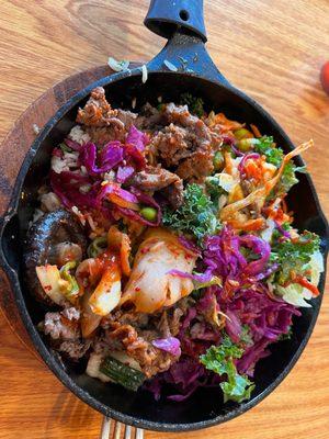 bimbimbap, after I mixed the egg in and started eating.