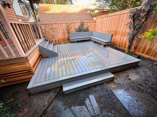 Deckorators gray decking with composite benches to match!