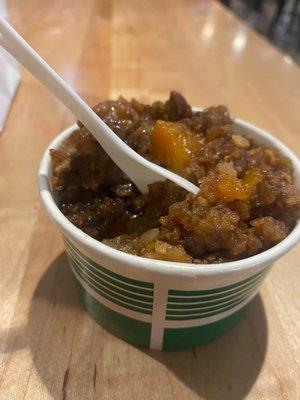 Vegan Peach Cobbler and one of the owners Clyde Duffie:).