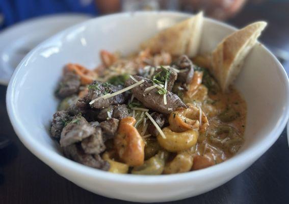 Blackened Tortellini Pasta is a must!! Add beef!!