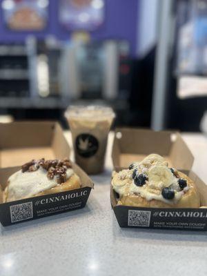 Candied Chestnut Roll, Iced Coffee and banana pancake roll