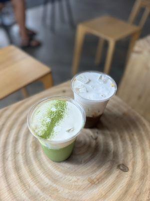 Cream Top Matcha Latte and Coconut Cream Vietnamese Coffee
