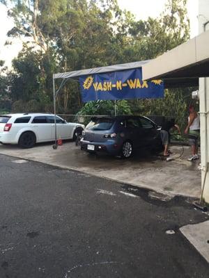 Getting my car wash and waxed