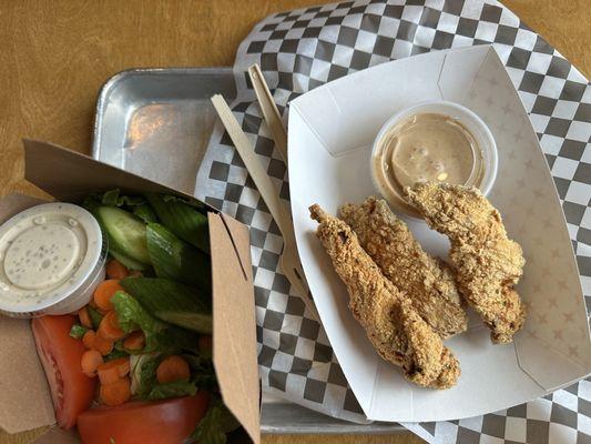 Chicken tenders and house salad