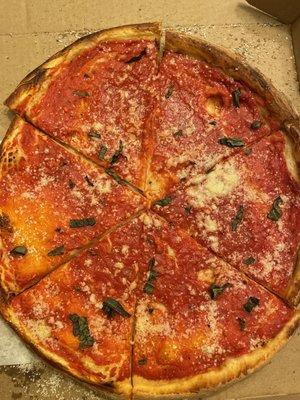 Personal pie margarita style (no fresh mozz sprinkled with regular mozz)