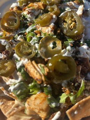 Chicken and Chorizo Nachos.