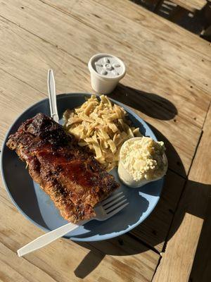 Ribs, haluski and potato salad