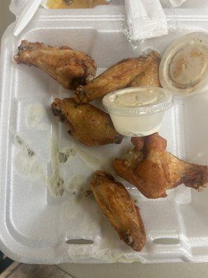 Chicken wings and melted styrofoam