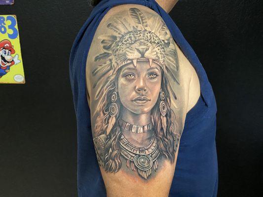 Mayan princess by Rico Sandoval La Mancha Tattoo