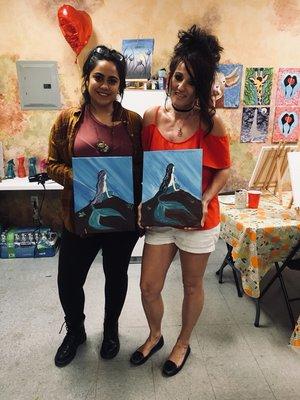 Mermaid Paint Night. Painting completed with step-by-step instructions