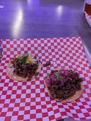 Steak and al pastor tacos