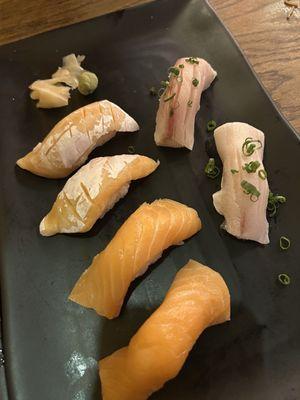 Yellowtail belly, salmon, salmon belly