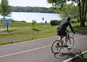 The 11-plus mile Minuteman Bikeway connects Davis Square to Arlington, Lexington, and Bedford