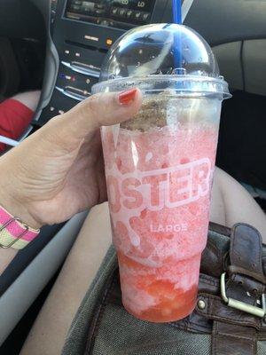 Icees with fun flavors! This one is strawberry watermelon sour patch kid. Yum