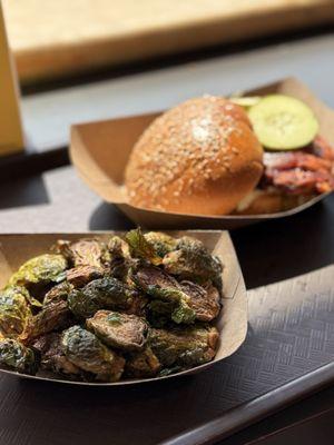 Some of the best museum food around. Brussels sprouts and a grilled BBQ chicken sandwich with high end pickles and slaw