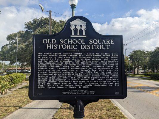 Old School Square Historic District marker, Delray Beach