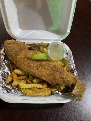 Large fresh snapper and fries