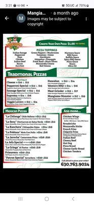 It's their menu.