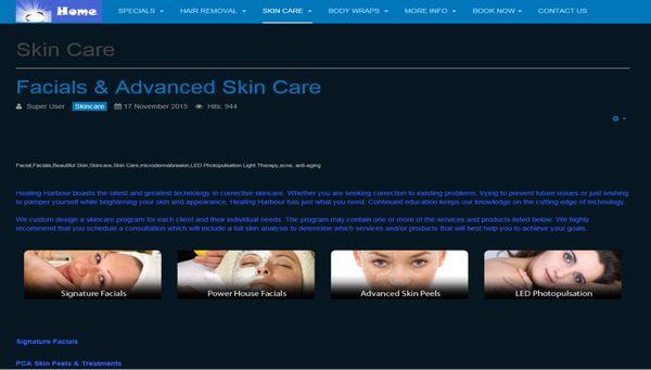 Super informative, well designed website - Facial page.