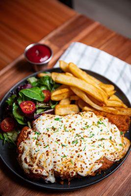 Melbourne style chicken parma.