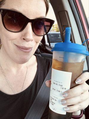 Iced green tea with boba