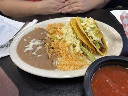 Two taco lunch plate