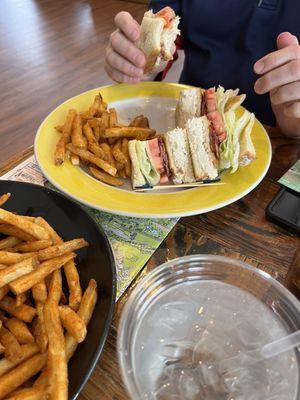 Chicken salad bacon triple decker