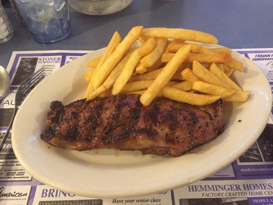 New York Strip Steak with a side of French Fries!  Delicious!